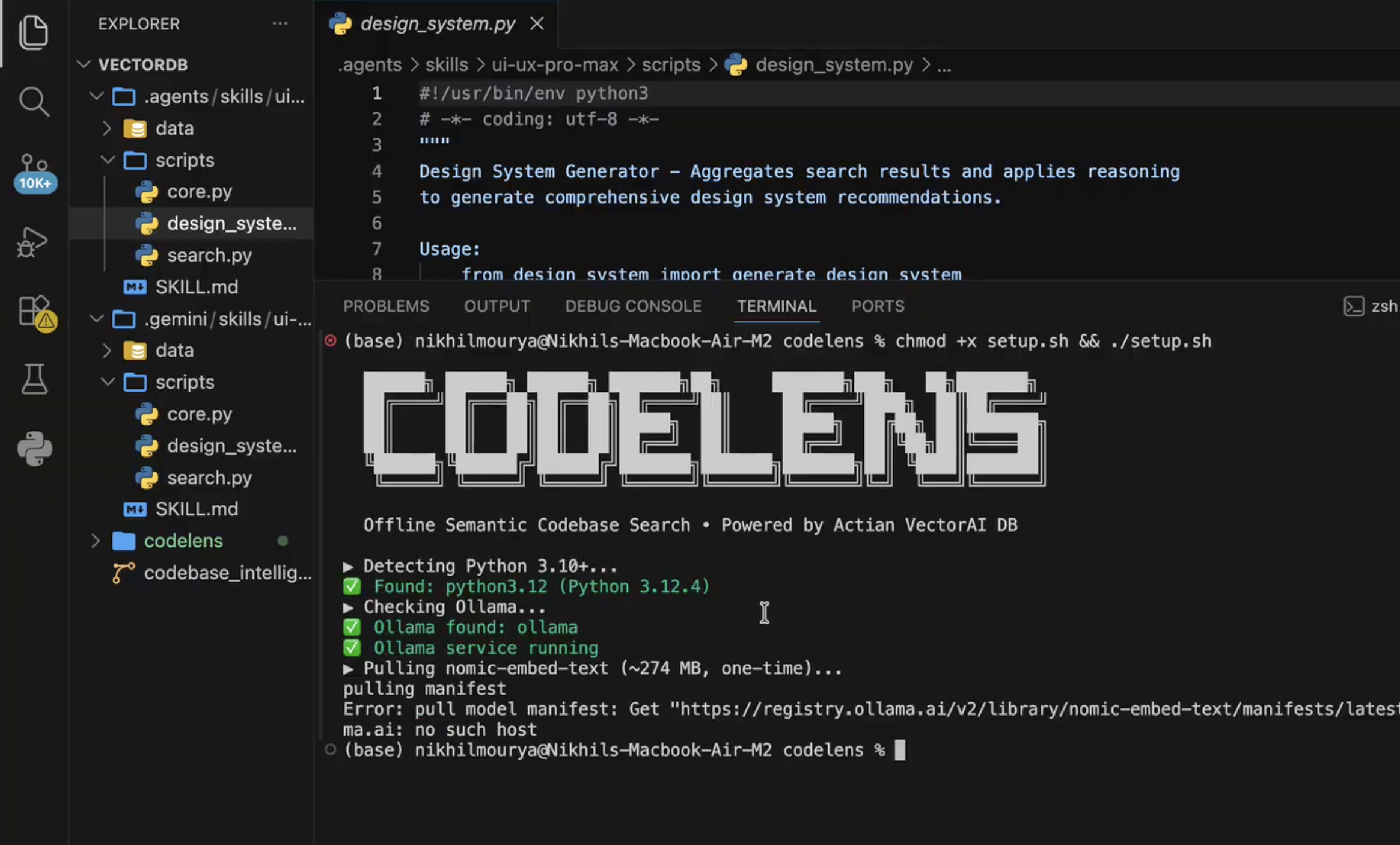 CodeLens VS Code extension setup